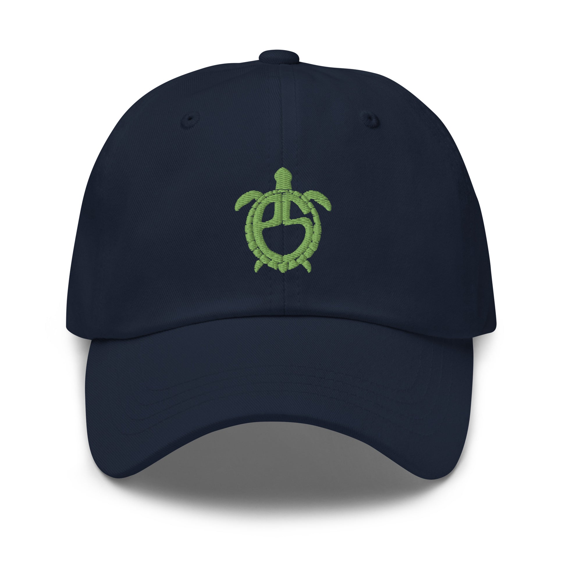 front view, turtle shell midnight navy dad hat