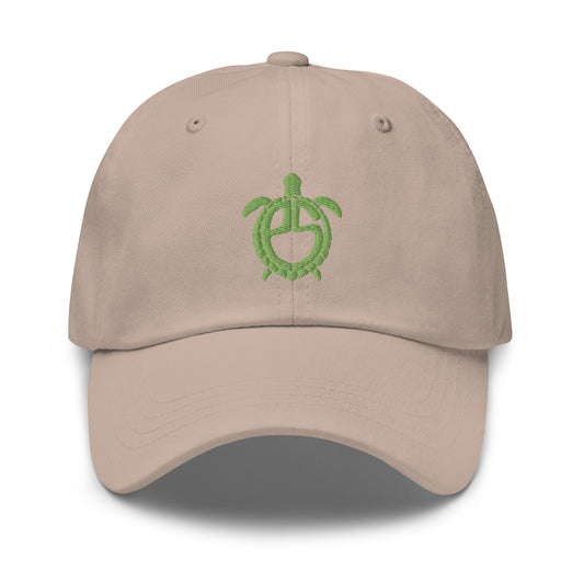 front view, turtle shell khaki dad hat