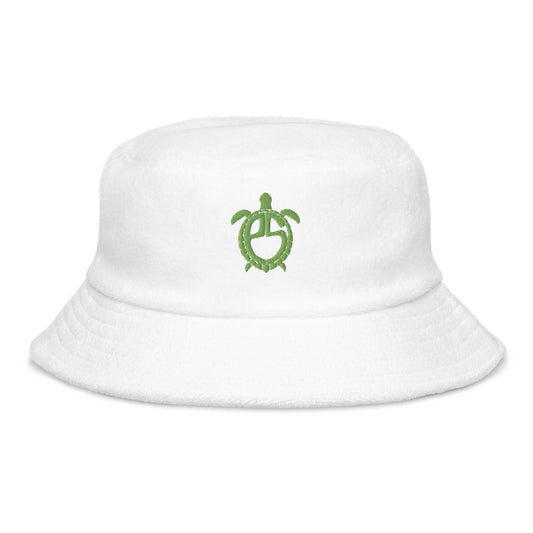 front view, turtle shell smoke white bucket hat