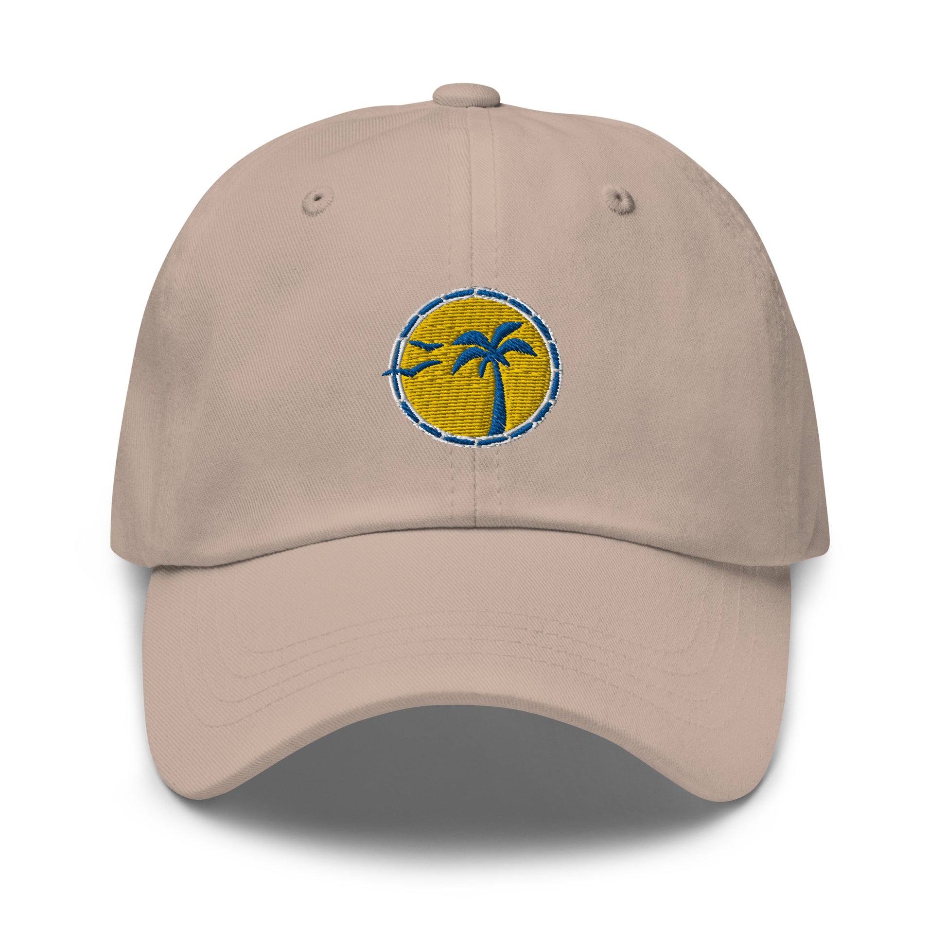 Front View, Palm Tree Khaki Dad Hat
