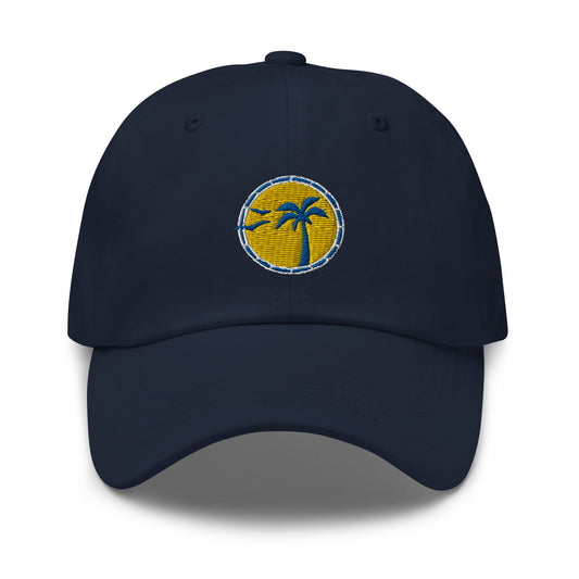 Front View, Palm Tree Midnight Navy Dad Hat
